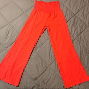 Red Wide Leg High-Waisted Pants